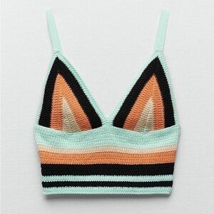 Zara crochet top Colorful Striped Knit